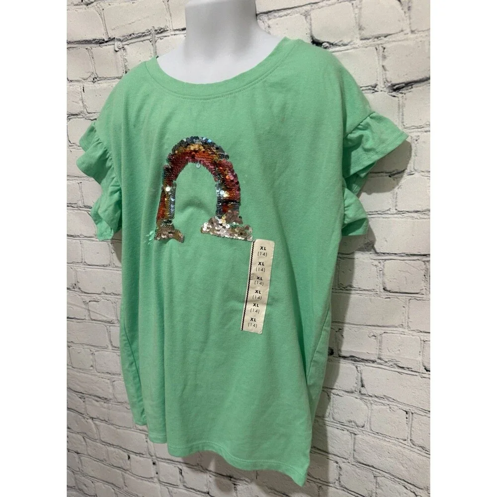 NWT Cat & Jack Girls T-shirts Yellow & Green size xl (14) Set Of 2